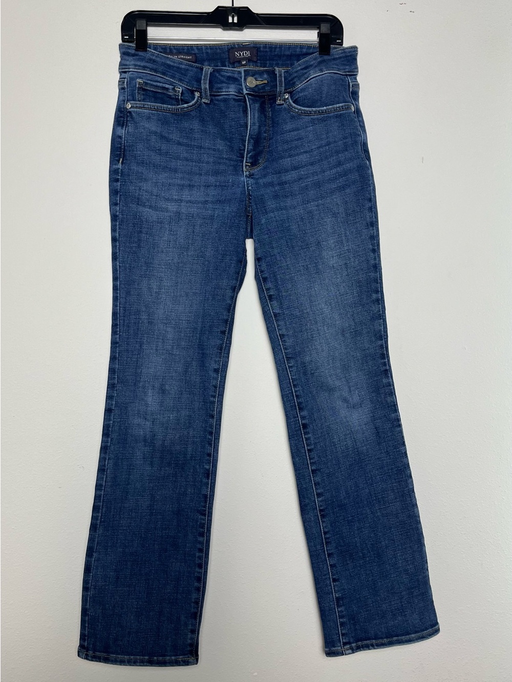 NYDJ Mid-Rise Marilyn Straight Leg Jeans Medium Wash Blue Denim Classic Sz 6P
